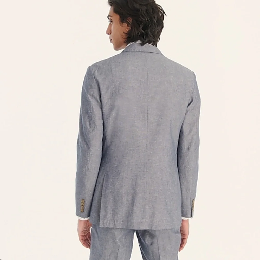 J crew ludlow unstructured suit jacket deep water cotton linen
